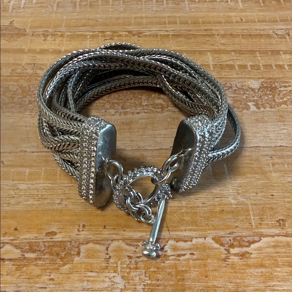 White House Black Market Silver Textured Bracelet